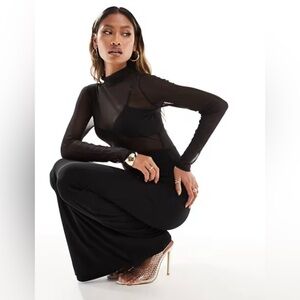 Sheer Black Long Sleeve Maxi Dress